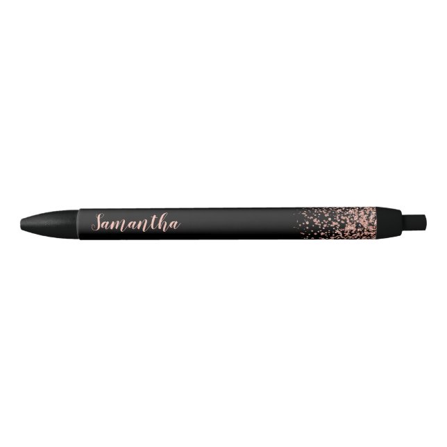 Black Rose Gold Imitate Glitzer Personalisierter N Kugelschreiber (Vorderseite)