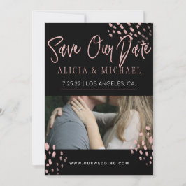Black Rose Gold Imitats Glitzer Typografie FOTO Save The Date