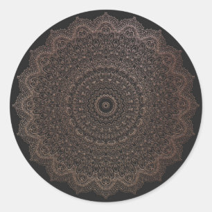 Black Rose Gold Metallic Rich Mandala Ornament Runder Aufkleber