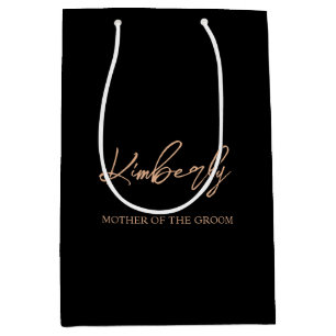 Black & Rose Gold Personalisierter Name für Hochze Mittlere Geschenktüte