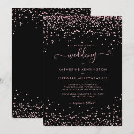 Black Rose Gold Pink Glitzer Hochzeit Einladung