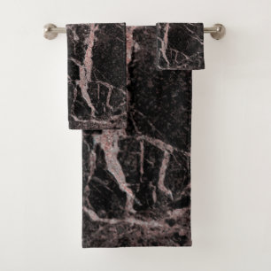 Black & Rose Gold Pink Parties scintillant Marble 