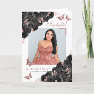 Black & Rose Gold Quinceanera Tiara Schmetterlinge Programm
