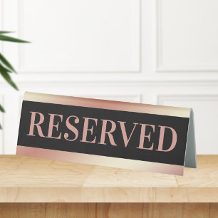 Black Rose Gold Reserviert Schild Tisch