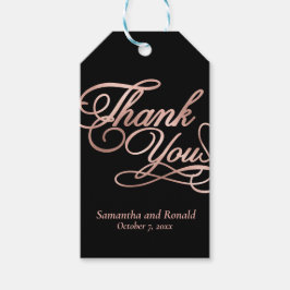 Black & Rose Gold Thank You Calligraphy Wedding Geschenkanhänger