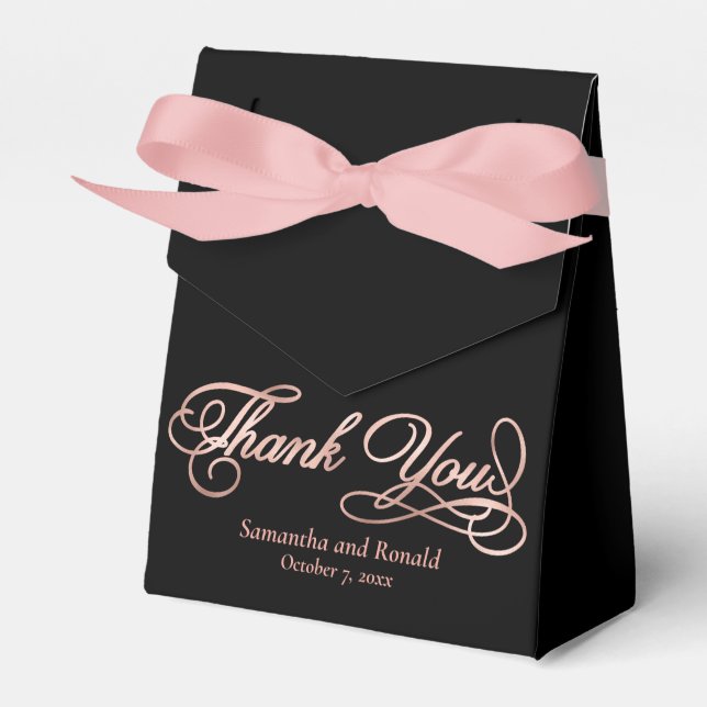 Black & Rose Gold Vielen Dank für Ihre kalligraphi Geschenkschachtel (Vorderseite)