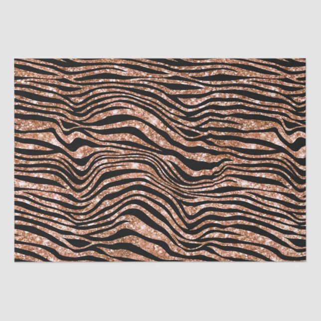 Black Rose Gold Zebra Glitzer Seidenpapier (Vorderseite)