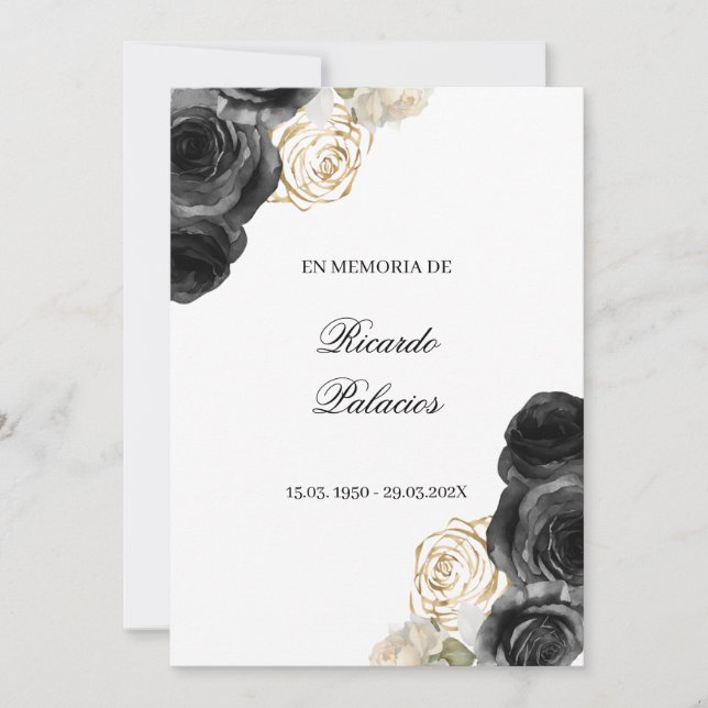 black rose obituary spanish invitation  (Devant)
