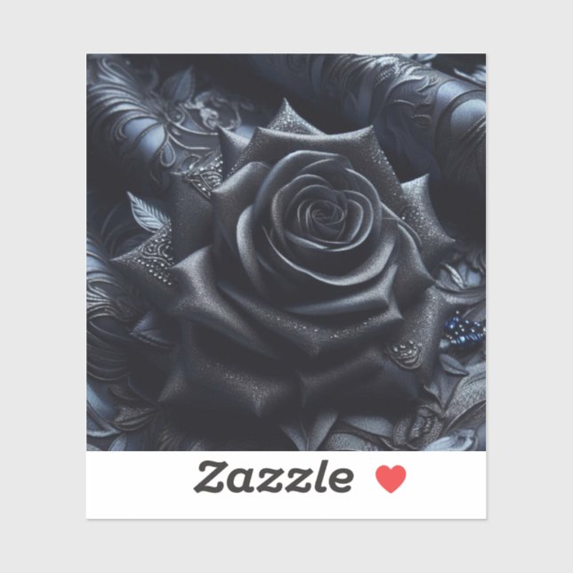 Black Rose on Black Brocade Aufkleber (Blatt)