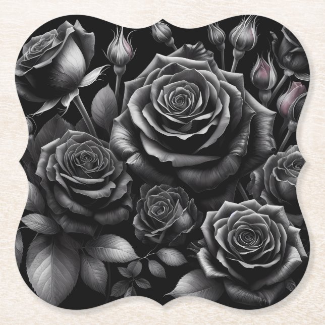 Black Rose Paper Untersetzer – Weitere Formen erhä (Vorderseite)