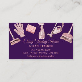 Black & Rose pink Glitter Classy Cleaning Services Visitenkarte