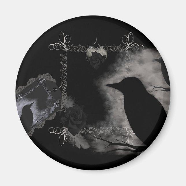 Black Rose Ravens Magnet (Vorne)