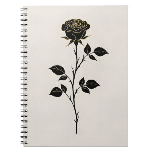 Black Rose Silhouette   Minimalistisches Notizbuch Notizblock