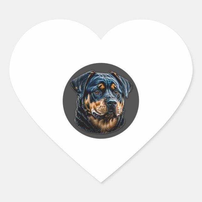 Black Rottweiler Herz-Aufkleber (Vorderseite)