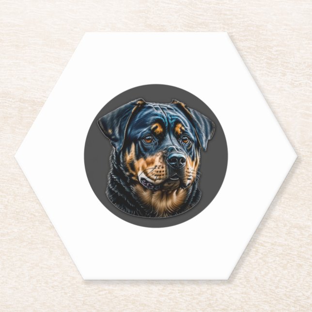 Black Rottweiler Untersetzer (Vorderseite)
