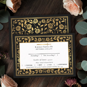 Black Royal Medieval Sword Wedding RSVP Begleitkarte