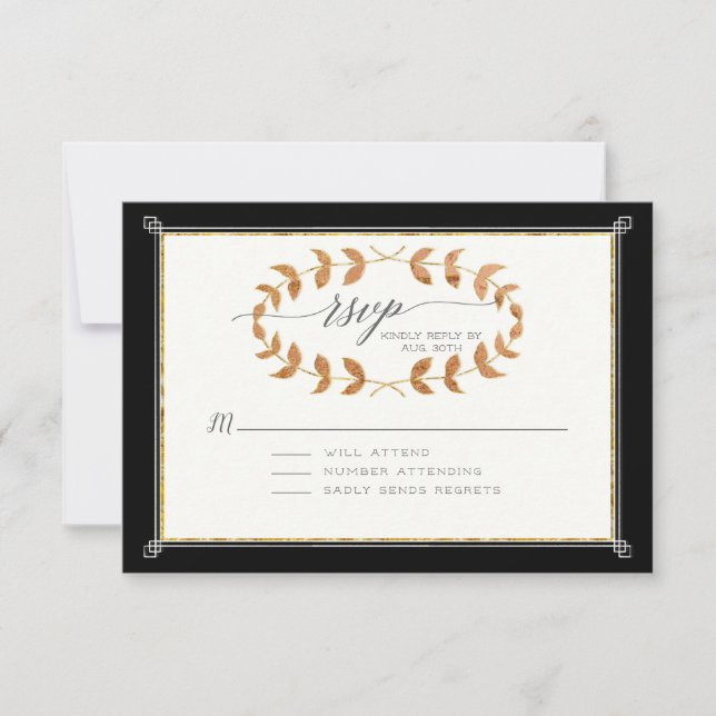 Black RSVP Réponse Rose en cuivre Gold Laurel Wrea (Devant)
