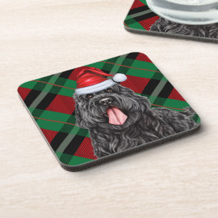 Black Russian Terrier Dog Holiday Green Kariert Getränkeuntersetzer