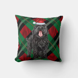 Black Russian Terrier Dog Holiday Kariert Weihnach Kissen