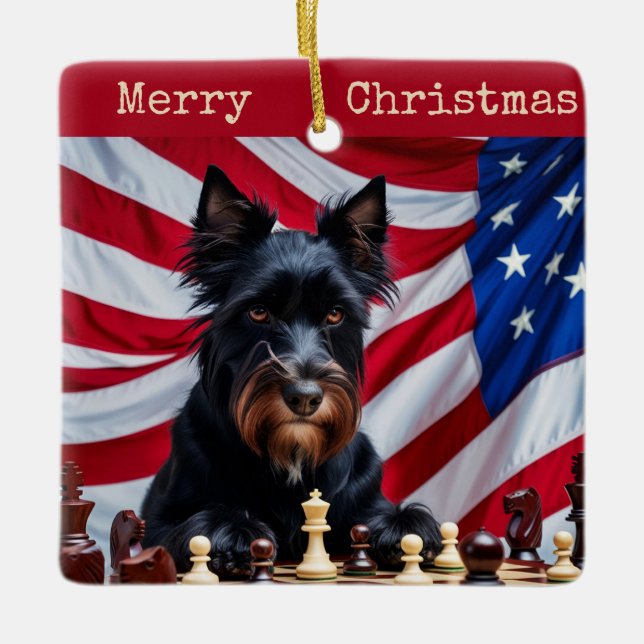 Black Russian Terrier Keramikornament (Vorderseite)