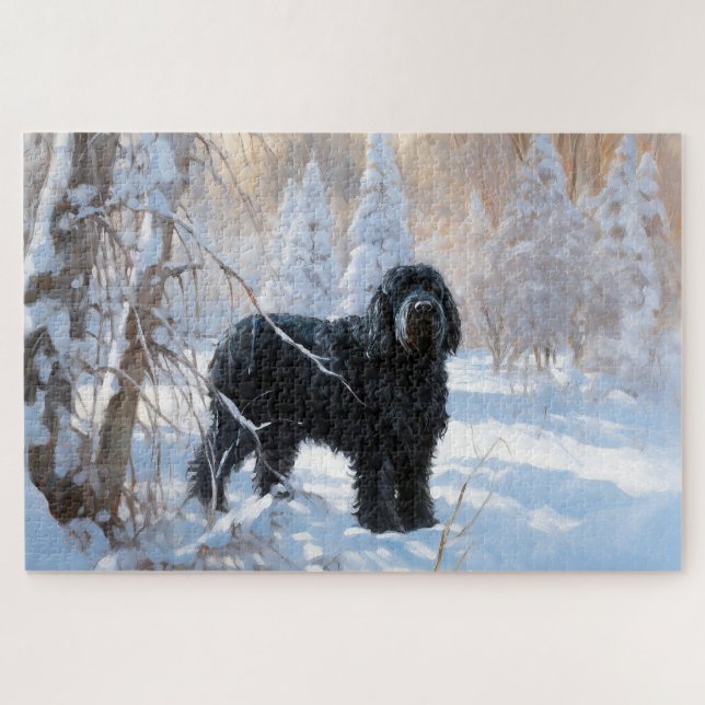Black Russian Terrier Let It Snow Weihnachten (Horizontal)