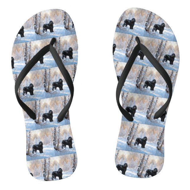 Black Russian Terrier Let It Snow Weihnachten Flip Flops (Fußbett)