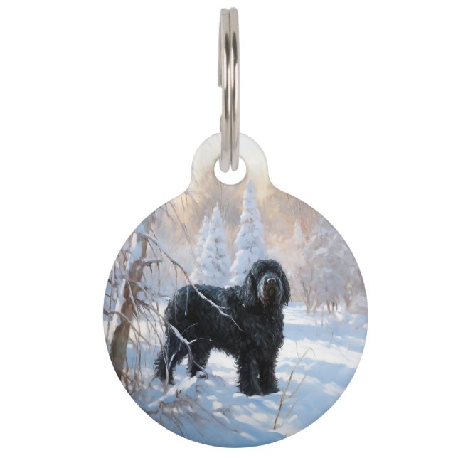 Black Russian Terrier Let It Snow Weihnachten Haustiermarke (Vorderseite)