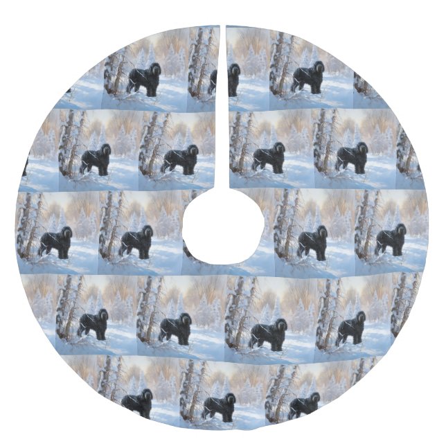 Black Russian Terrier Let It Snow Weihnachten Polyester Weihnachtsbaumdecke (Vorderseite)