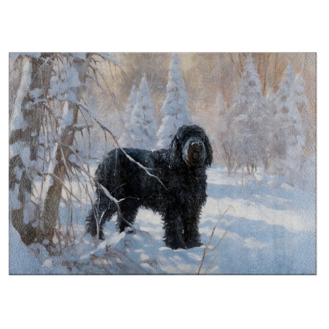 Black Russian Terrier Let It Snow Weihnachten Schneidebrett (Vorderseite)