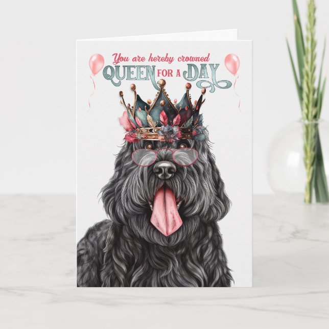 Black Russian Terrier Queen für einen Geburtstag Karte (Vorderseite)