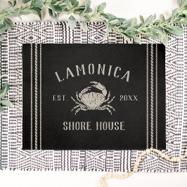 Black | Rustic Shore House Personalized Crab Fußmatte