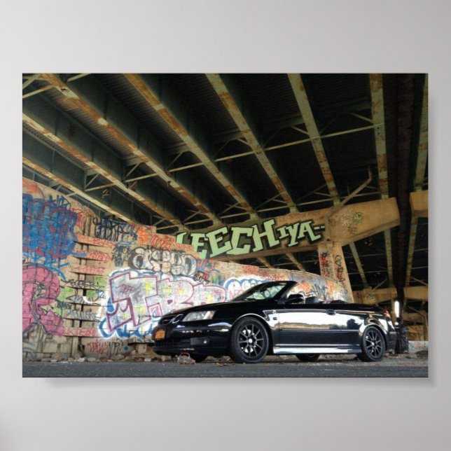 Black Saab 93 Poster convertible (Devant)