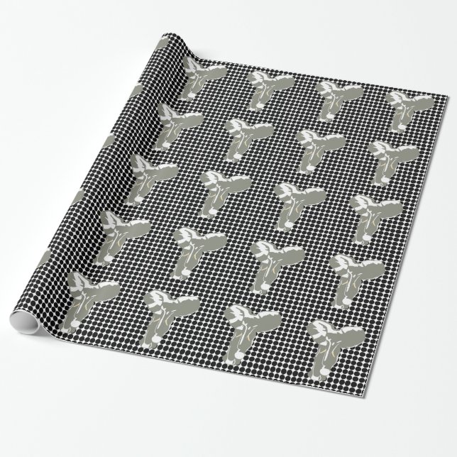 Black Safari Dot mit Pop Art Elephant Geschenkpapier (Ungerollt)