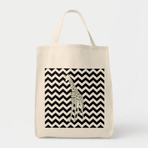 Black Safari Zickzack mit Pop Art Giraffe Tragetasche