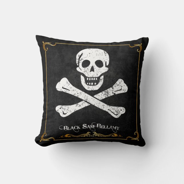 Black Sam Bellamy Crâne et os Coussin drapeau pira (Recto)