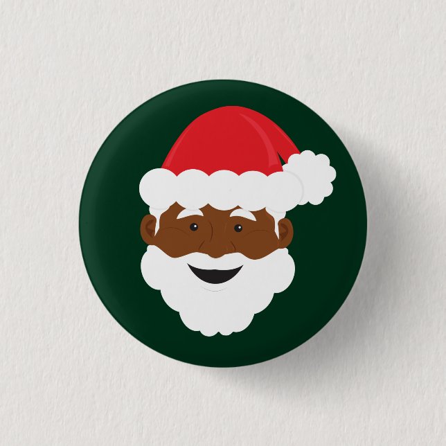 Black Santa Brown Skin Weihnachten Button (Vorderseite)