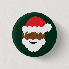 Black Santa Brown Skin Weihnachten Button