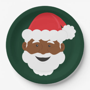 Black Santa Brown Skin Weihnachten Pappteller