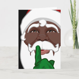 Black Santa Cards Custom Christmas Grußkarte Feiertagskarte