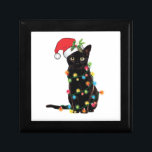 Black Santa Cat Tangled Up In Lights Christmas Erinnerungskiste<br><div class="desc">Black Santa Cat Tangled Up In Lights Christmas</div>