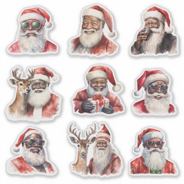 Black Santa Claus Aufkleber (Vorderseite)