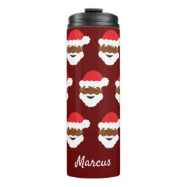 Black Santa Claus Brown Skin Burgund Weihnachten Thermosbecher