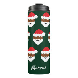 Black Santa Claus Brown Skin Green Weihnachten Thermosbecher