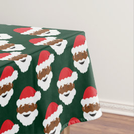 Black Santa Claus Brown Skin Green Weihnachten Tischdecke