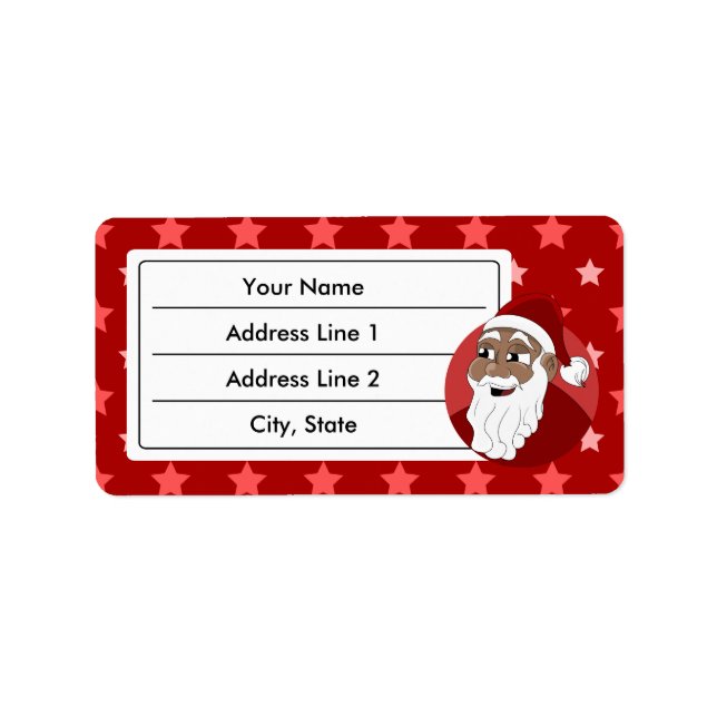Black Santa Claus Cartoon Adressaufkleber (Vorne)