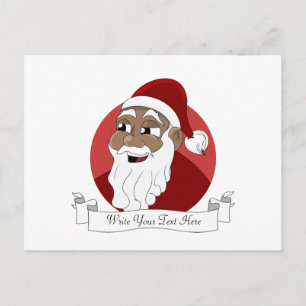 Black Santa Claus Cartoon Feiertagspostkarte