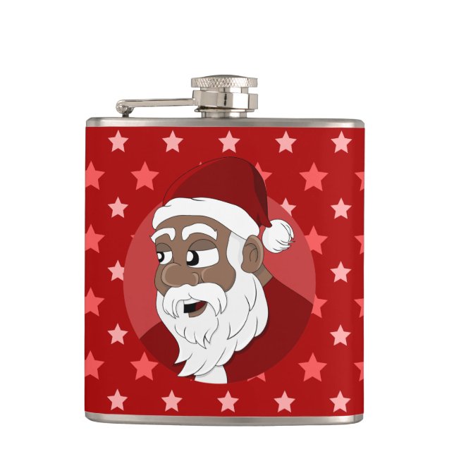 Black Santa Claus Cartoon Flachmann (Vorderseite)