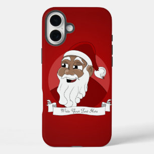 Black Santa Claus Cartoon iPhone 16 Plus Hülle
