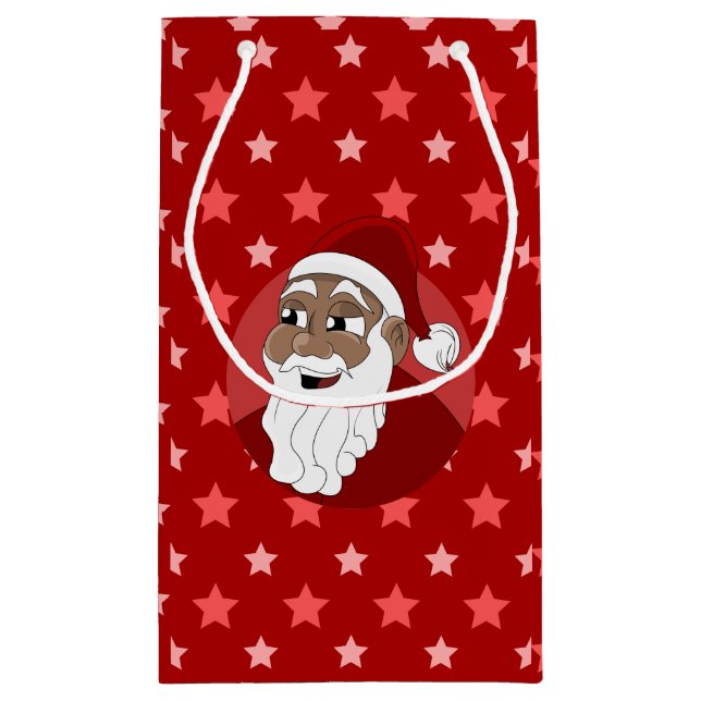 Black Santa Claus Cartoon Kleine Geschenktasche Kleine Geschenktüte (Rückseite)
