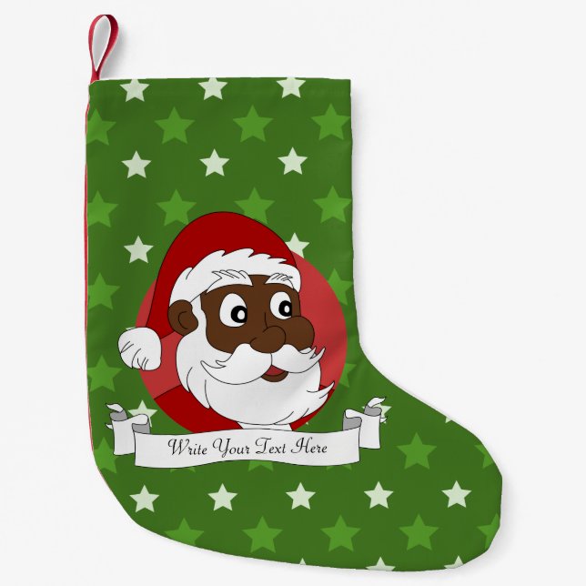 Black Santa Claus Cartoon Kleiner Weihnachtsstrumpf (Vorderseite)
